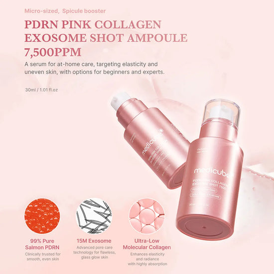 Medicube PDRN Pink Collagen Exosome Shot,Pink Transparent Liquid,